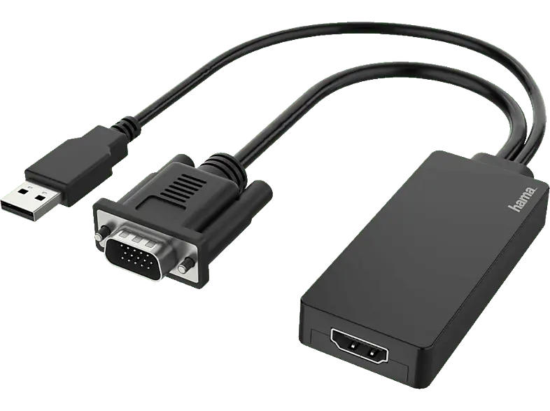 HAMA 00200342 Video-Adapter, VGA+USB-Stecker - HDMI™-Buchse, Full-HD 1080p; Kabeladapter