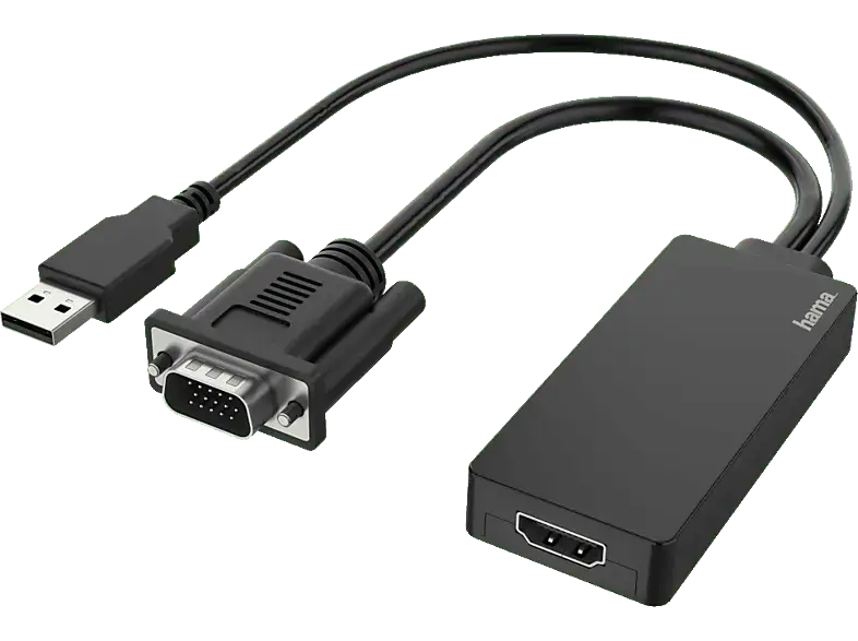 HAMA 00200342 Video-Adapter, VGA+USB-Stecker - HDMI&trade;-Buchse, Full-HD 1080p; Kabeladapter