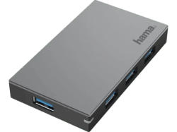 HAMA 200115 USB-Hub, 4 Ports, USB 3.0, 5 Gbit/s, Schnellladen, inkl. Kabel und Netzteil