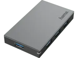 HAMA 200115 USB-Hub, 4 Ports, USB 3.0, 5 Gbit/s, Schnellladen, inkl. Kabel und Netzteil
