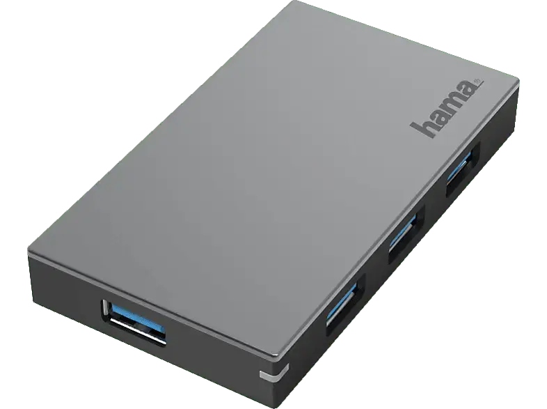 HAMA 200115 USB-Hub, 4 Ports, USB 3.0, 5 Gbit/s, Schnellladen, inkl. Kabel und Netzteil