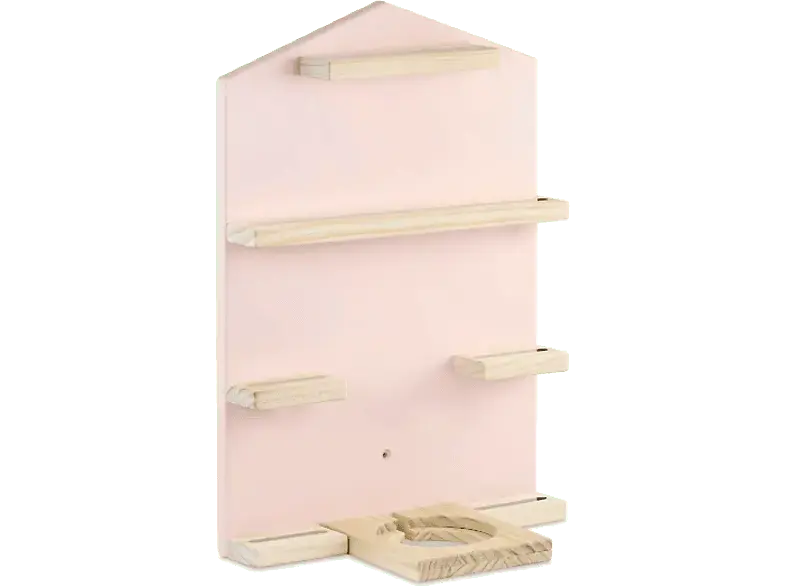 HAMA Holzregal Haus für Hörspielbox, Hörspielfiguren (z.B. Tonies®), Rosa