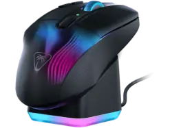 TURTLE beach Kone XP Air Gaming Maus mit Ladestation, 4D-Rad, Bluetooth/2.4GHz/USB, AIMO RGB, Titan-Schalter, Schwarz