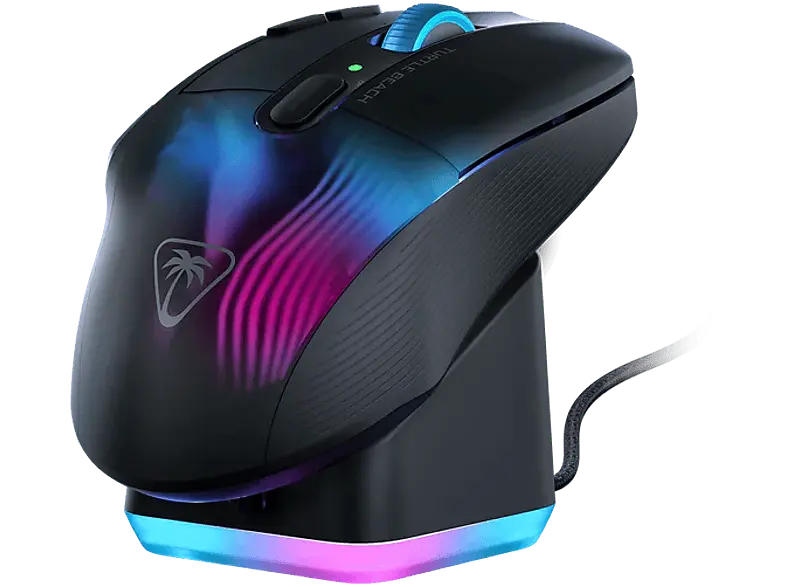 TURTLE beach Kone XP Air Gaming Maus mit Ladestation, 4D-Rad, Bluetooth/2.4GHz/USB, AIMO RGB, Titan-Schalter, Schwarz