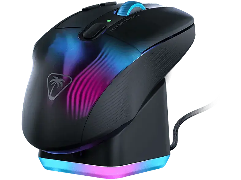 TURTLE beach Kone XP Air Gaming Maus mit Ladestation, 4D-Rad, Bluetooth/2.4GHz/USB, AIMO RGB, Titan-Schalter, Schwarz
