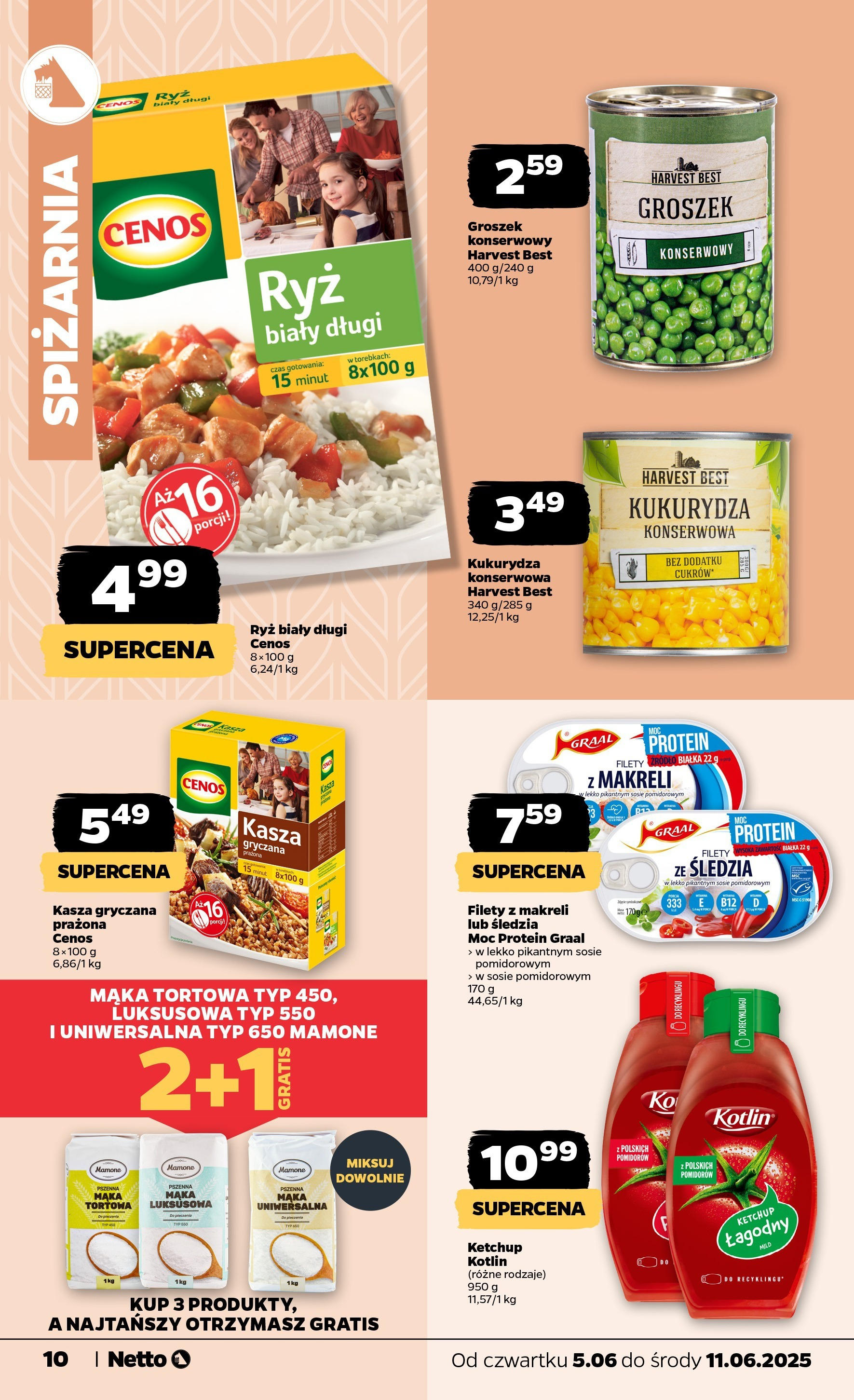 Netto gazetka - Spożywcza od 05.06.2025 - Aktualne promocje | Strona: 10 | Produkty: Kasza, Kukurydza, Groszek konserwowy, Ryż