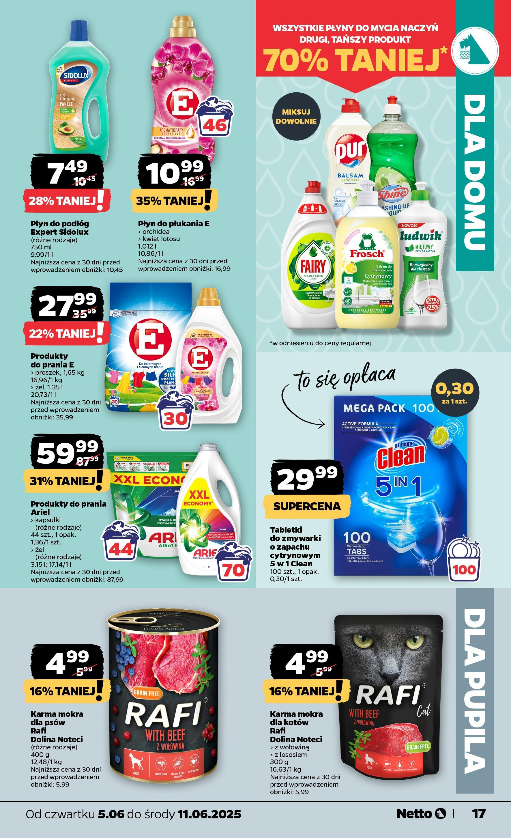 Netto gazetka - Spożywcza od 05.06.2025 - Aktualne promocje | Strona: 17 | Produkty: Ariel, Fairy, Detergent, Tabletki do zmywarki