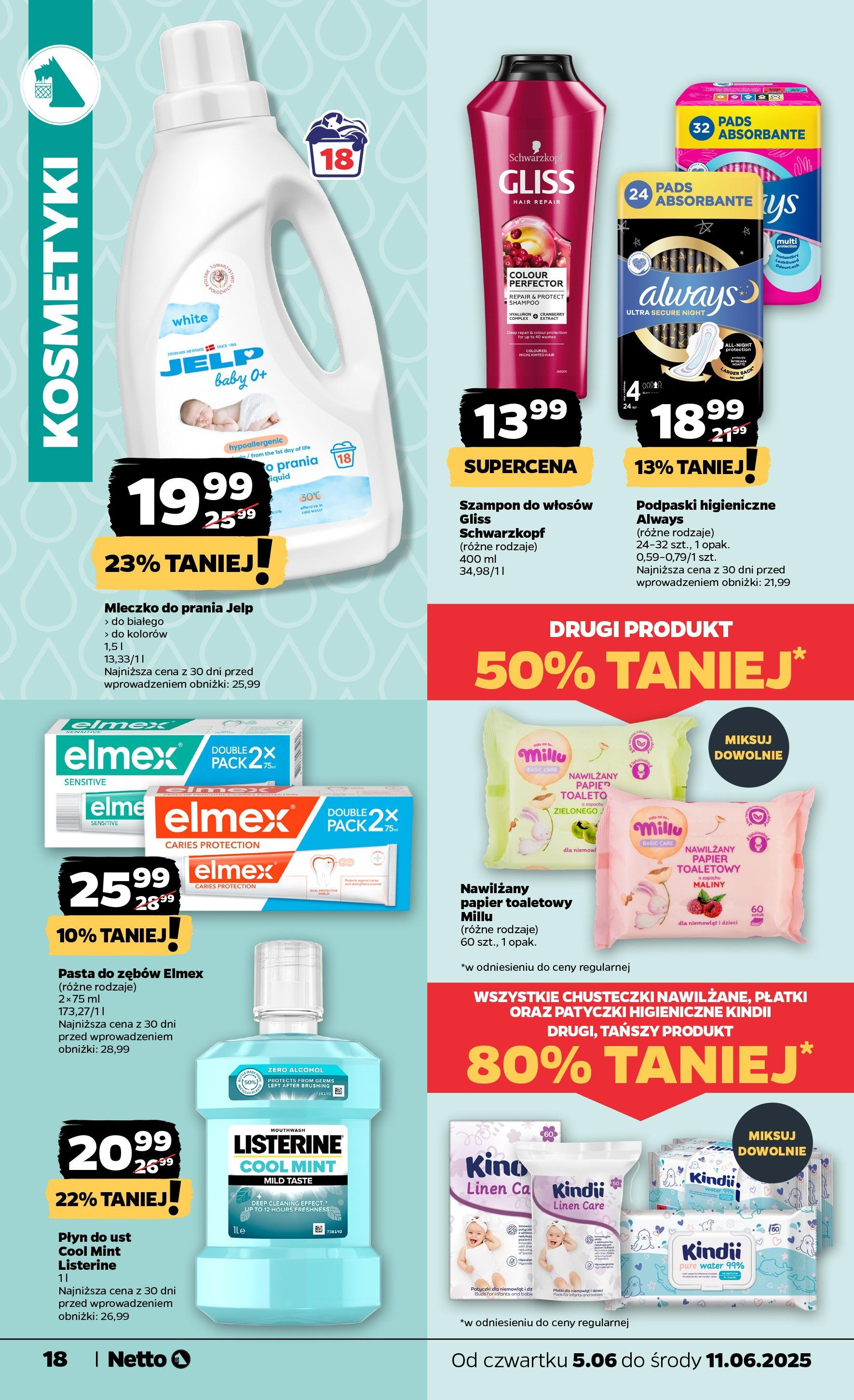 Netto gazetka - Spożywcza od 05.06.2025 - Aktualne promocje | Strona: 18 | Produkty: Maliny, Kosmetyki, Podpaski, Detergent