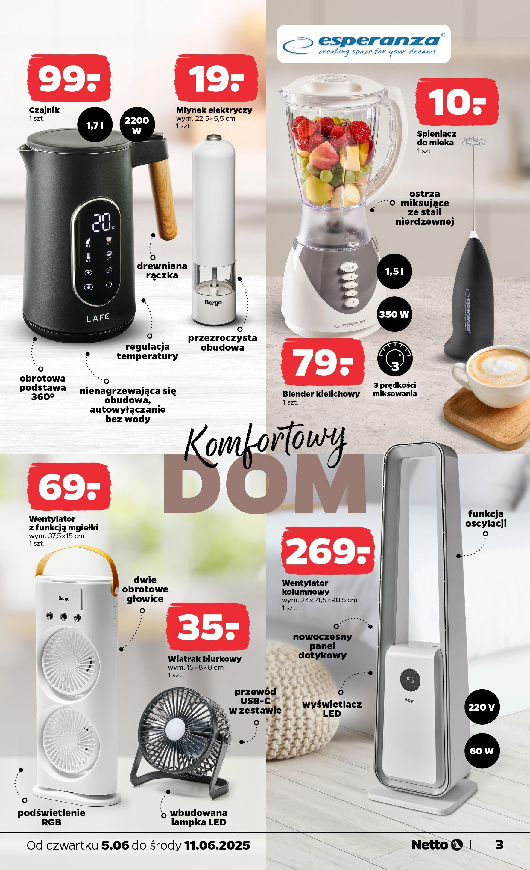 Netto gazetka - Spożywcza od 05.06.2025 - Aktualne promocje | Strona: 23 | Produkty: Mleka, Młynek, Blender kielichowy, Spieniacz do mleka