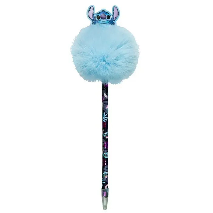 Kugelschreiber mit Pompom-Topper und PVC-Figur Stitch 1 Stück blau