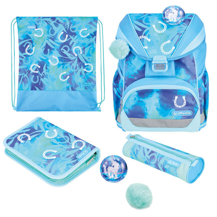 HERLITZ Schultaschen-Set UltraLight XL Lucky Horse 5-teilig blau