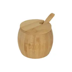 Zuckerdose mit Löffel aus Bambus 9 x 7 cm braun