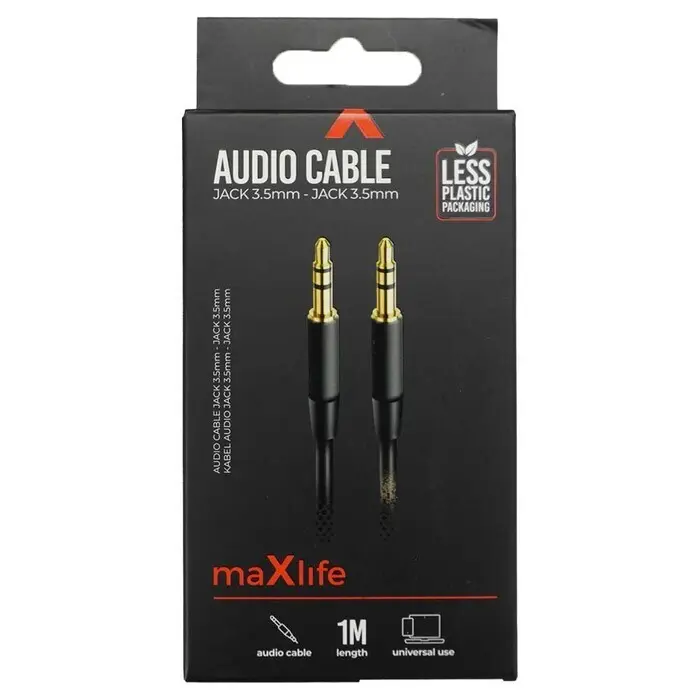 MAXLIFE Audio Kabel Jack 3.5 mm 1m schwarz