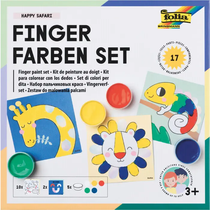 FOLIA Fingerfarben-Set Happy Safari 17-teilig