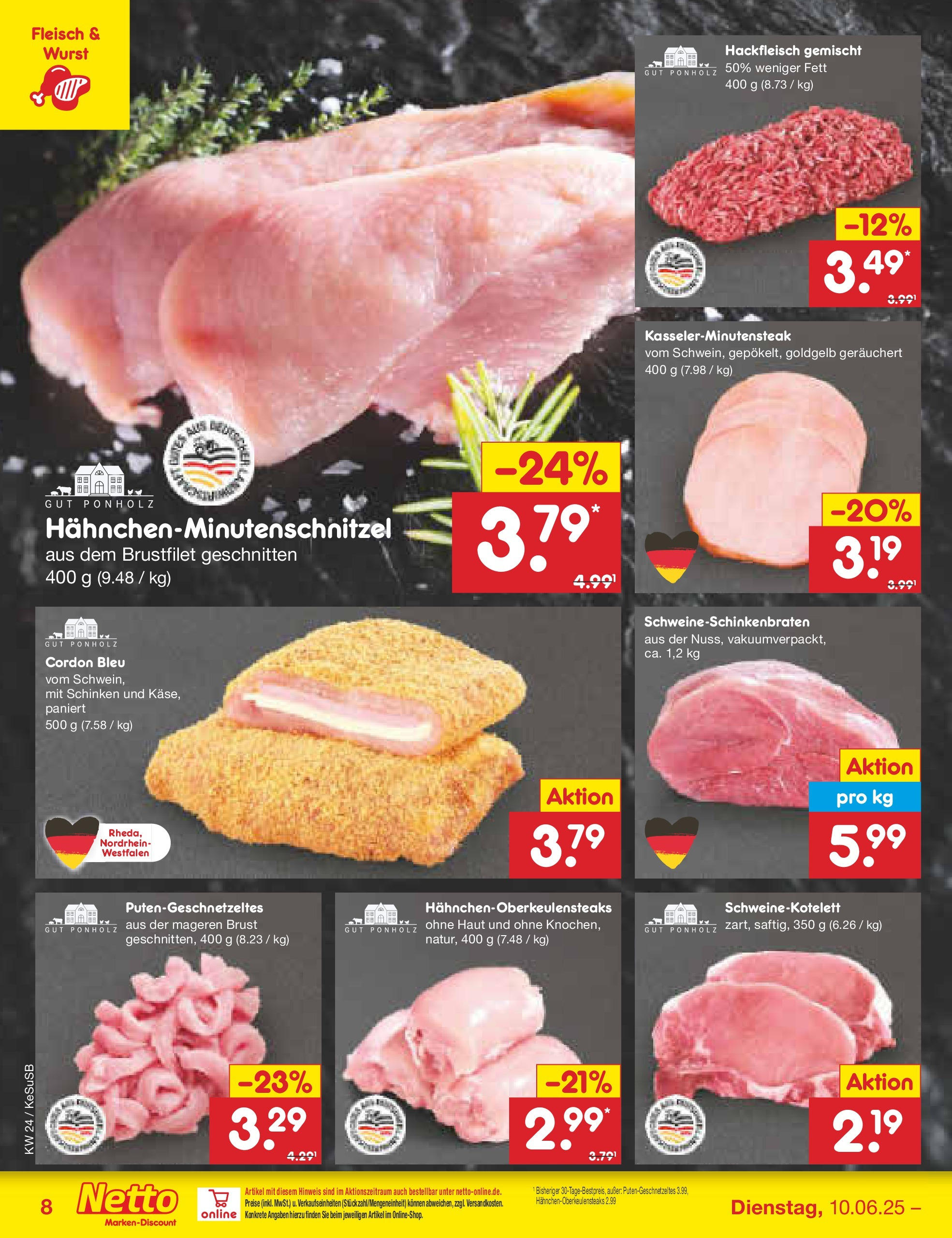 Netto Marken-Discount prospekt Kruft (ab 10.06.2025) » Angebote | Seite: 8 | Produkte: Wurst, Steak, Fleisch, Hackfleisch Netto Marken-Discount prospekt Kruft (ab 10.06.2025) » Angebote | Seite: 8 | Produkte: Wurst, Steak, Fleisch, Hackfleisch