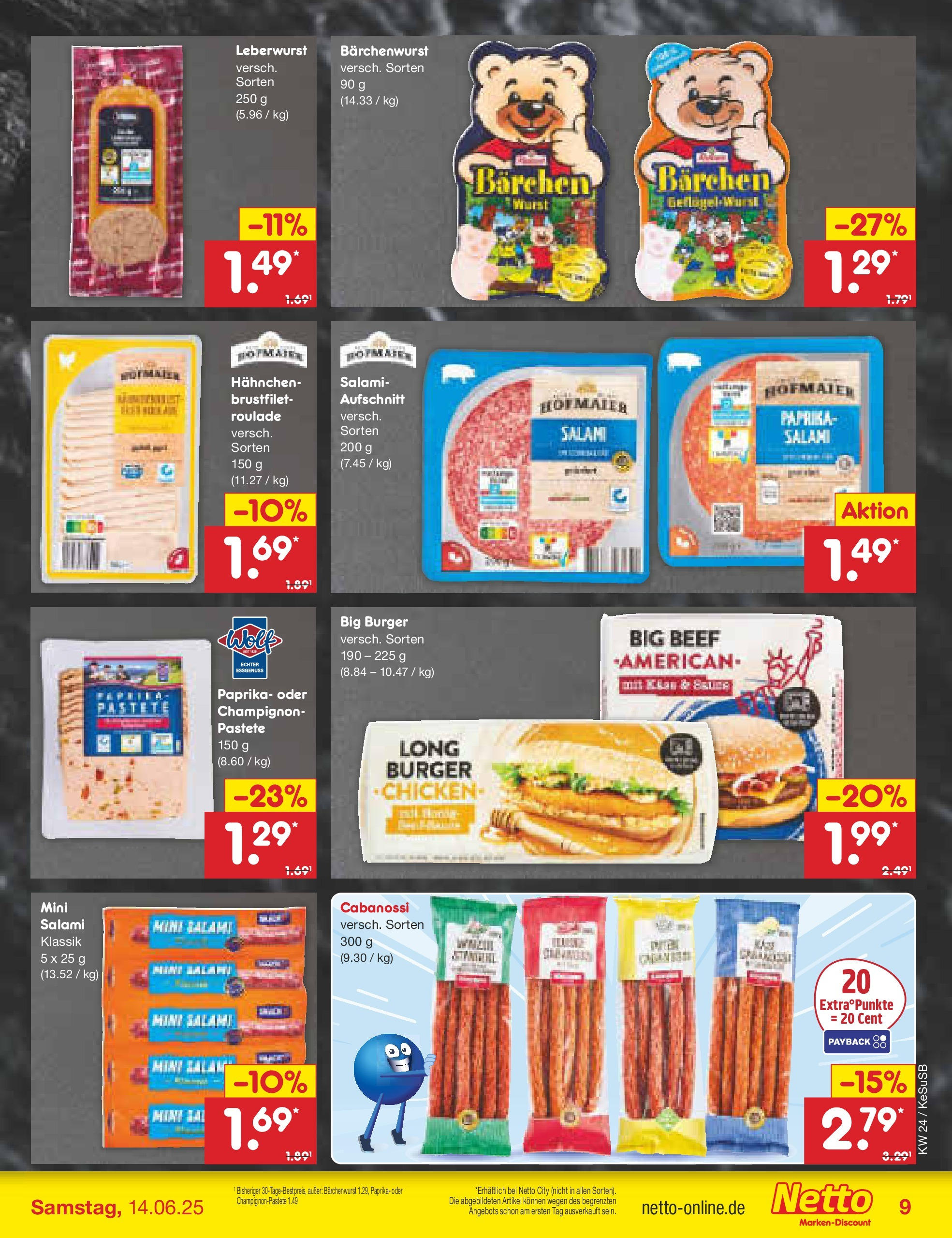 Netto Marken-Discount prospekt Kruft (ab 10.06.2025) » Angebote | Seite: 9 | Produkte: Hahnchen, Burger, Paprika, Wurst Netto Marken-Discount prospekt Kruft (ab 10.06.2025) » Angebote | Seite: 9 | Produkte: Hahnchen, Burger, Paprika, Wurst