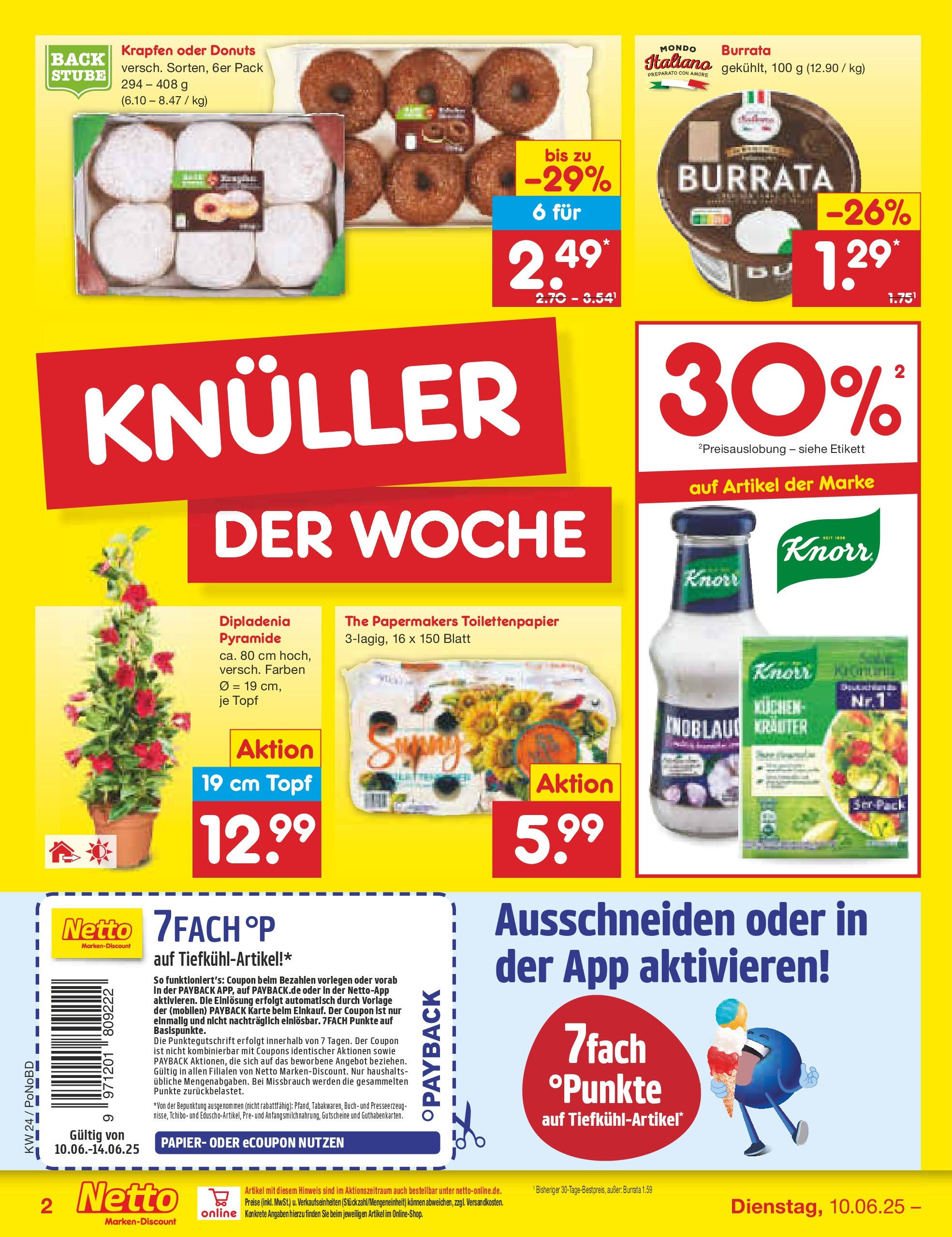 Netto Marken-Discount prospekt Selb (ab 10.06.2025) » Angebote | Seite: 2 | Produkte: Knorr, Donuts, Kuchen, Toilettenpapier Netto Marken-Discount prospekt Selb (ab 10.06.2025) » Angebote | Seite: 2 | Produkte: Knorr, Donuts, Kuchen, Toilettenpapier