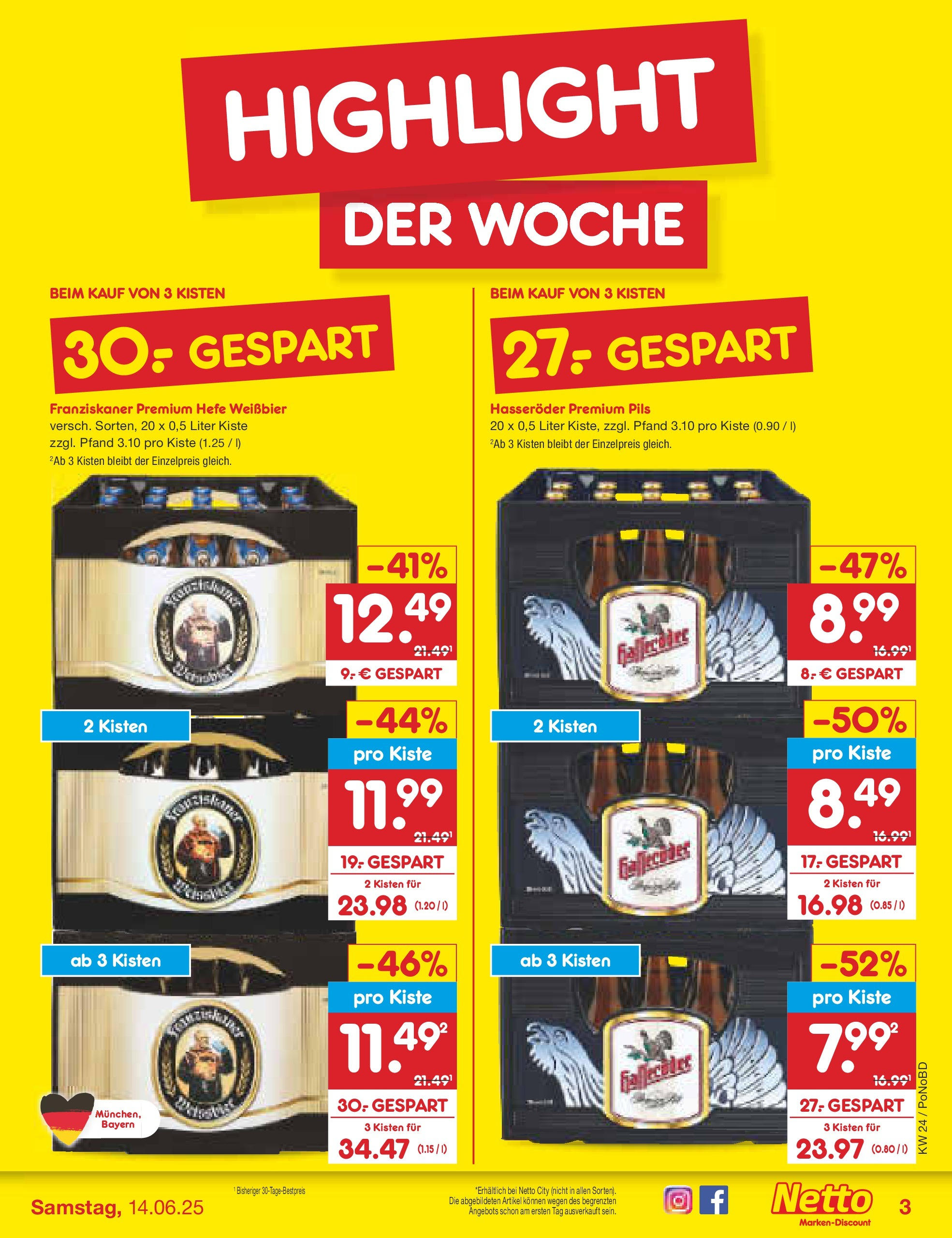 Netto Marken-Discount prospekt Selb (ab 10.06.2025) » Angebote | Seite: 3 | Produkte: Weißbier, Pils, Hefe weissbier, Hasseröder Netto Marken-Discount prospekt Selb (ab 10.06.2025) » Angebote | Seite: 3 | Produkte: Weißbier, Pils, Hefe weissbier, Hasseröder