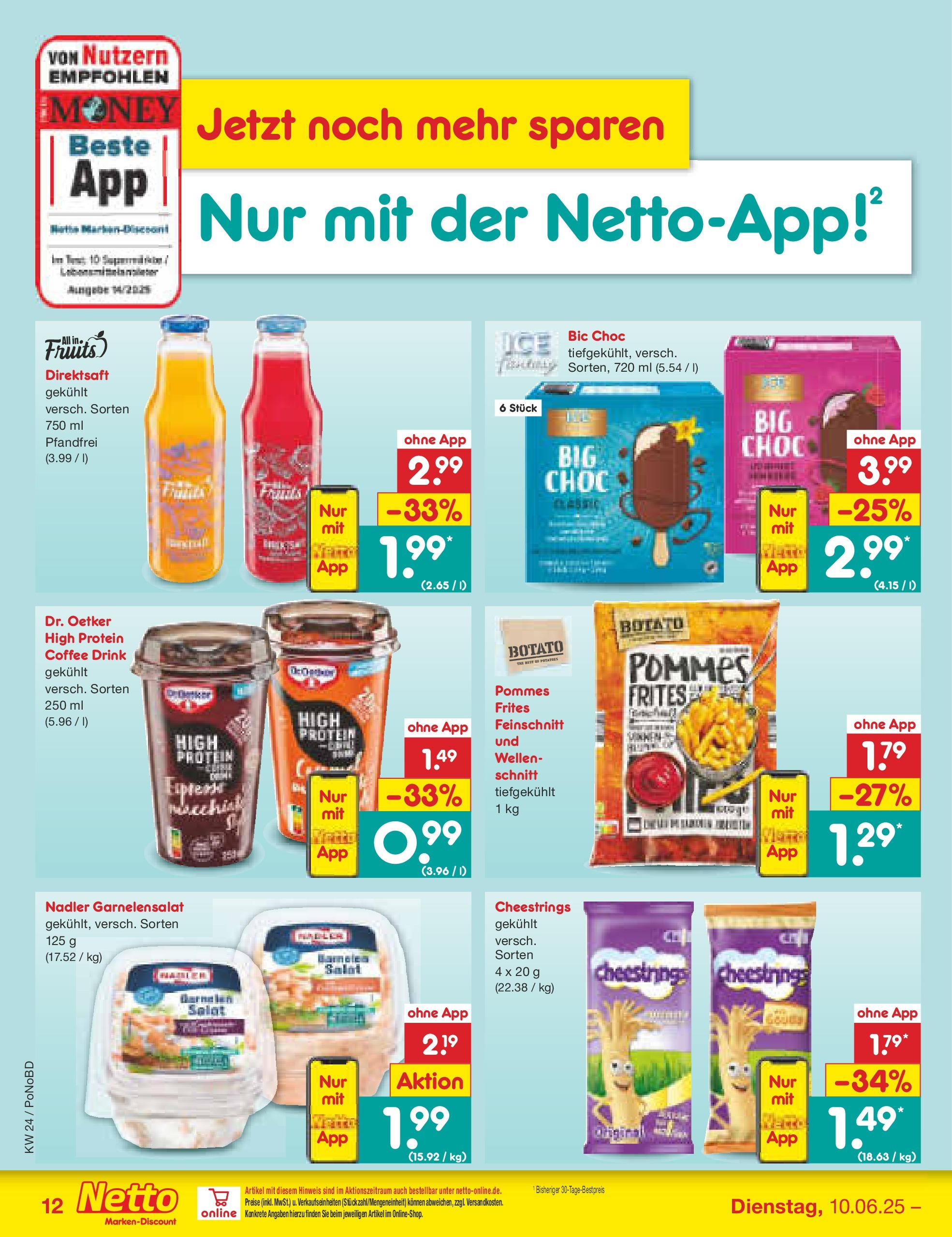 Netto Marken-Discount prospekt Selb (ab 10.06.2025) » Angebote | Seite: 14 | Produkte: Pommes, Garnelen, Pommes frites, Salat Netto Marken-Discount prospekt Selb (ab 10.06.2025) » Angebote | Seite: 14 | Produkte: Pommes, Garnelen, Pommes frites, Salat
