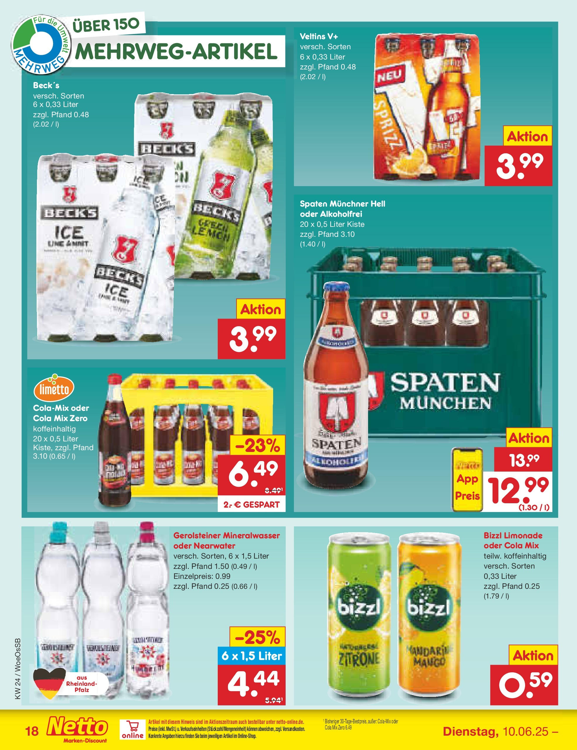 Netto Marken-Discount prospekt Gemmingen (ab 10.06.2025) » Angebote | Seite: 26 | Produkte: Cola, Limonade, Mango, Gerolsteiner Netto Marken-Discount prospekt Gemmingen (ab 10.06.2025) » Angebote | Seite: 26 | Produkte: Cola, Limonade, Mango, Gerolsteiner