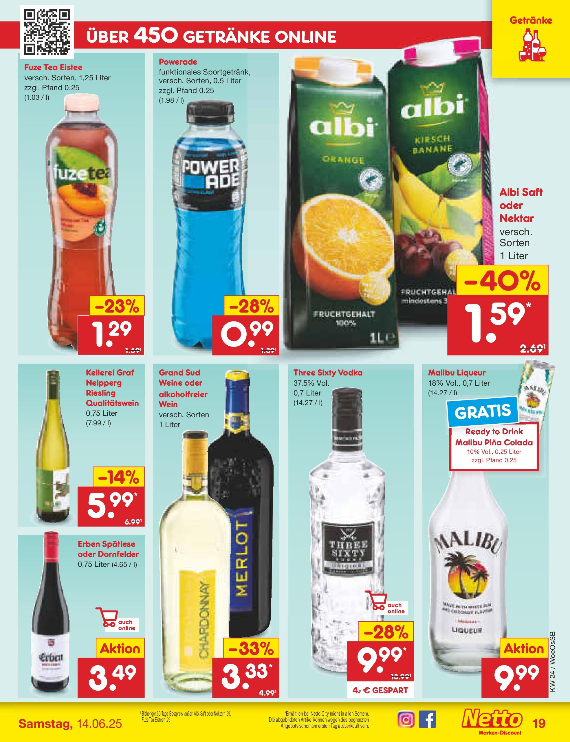 Netto Marken-Discount prospekt Gemmingen (ab 10.06.2025) » Angebote | Seite: 27 | Produkte: Fuze tea, Powerade, Saft, Vodka Netto Marken-Discount prospekt Gemmingen (ab 10.06.2025) » Angebote | Seite: 27 | Produkte: Fuze tea, Powerade, Saft, Vodka