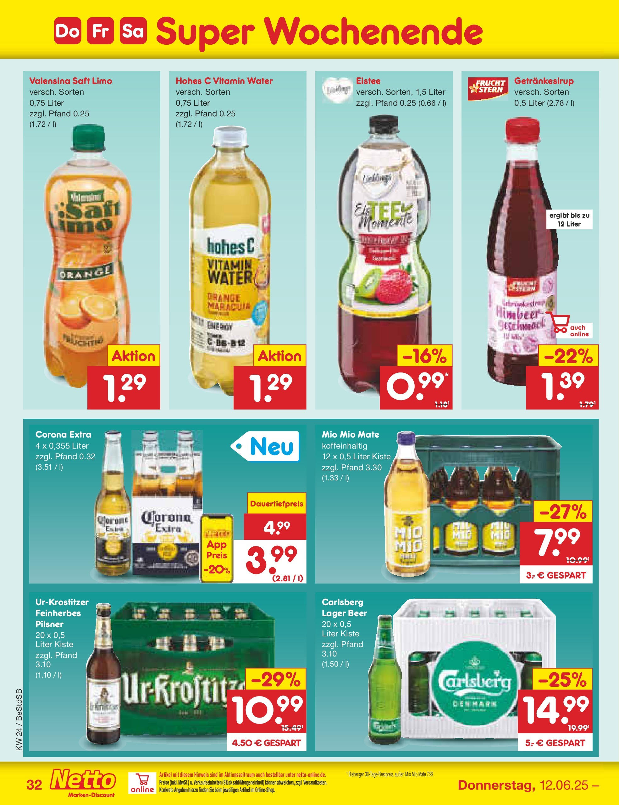 Netto Marken-Discount prospekt Berlin-Spandau (ab 10.06.2025) » Angebote | Seite: 50 | Produkte: Mio mio mate, Valensina, Hohes c, Saft Netto Marken-Discount prospekt Berlin-Spandau (ab 10.06.2025) » Angebote | Seite: 50 | Produkte: Mio mio mate, Valensina, Hohes c, Saft