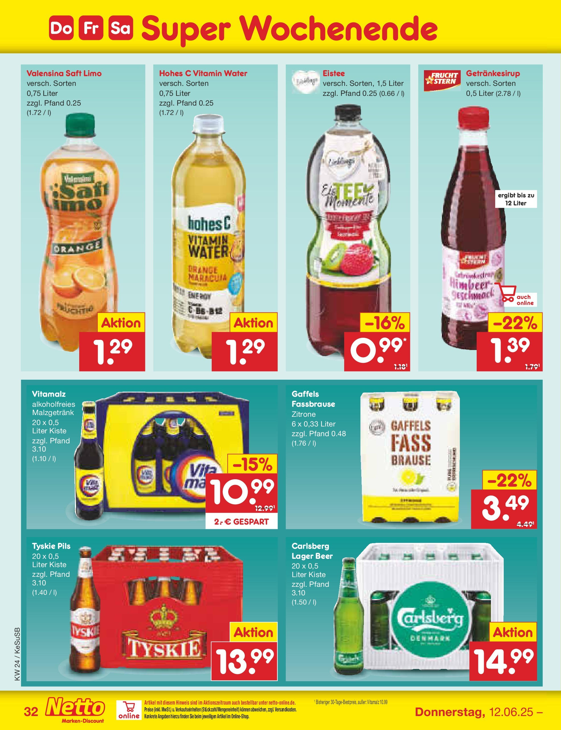 Netto Marken-Discount prospekt Kruft (ab 10.06.2025) » Angebote | Seite: 50 | Produkte: Tyskie, Valensina, Zitrone, Hohes c Netto Marken-Discount prospekt Kruft (ab 10.06.2025) » Angebote | Seite: 50 | Produkte: Tyskie, Valensina, Zitrone, Hohes c