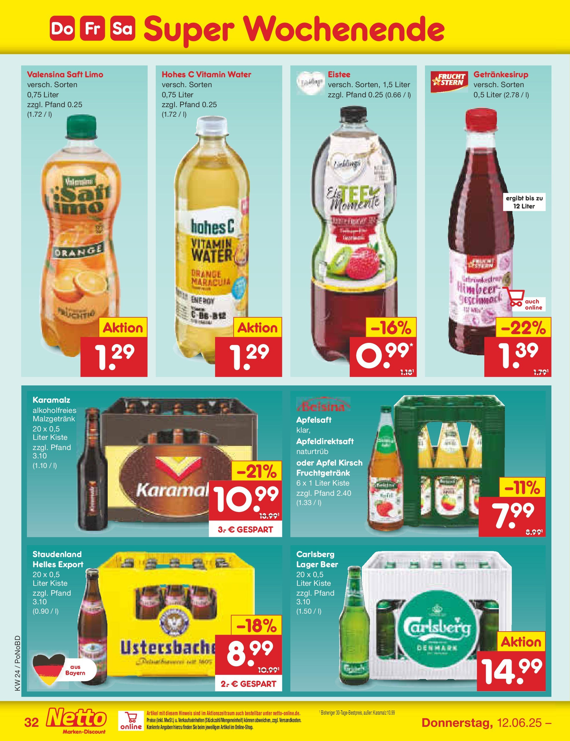 Netto Marken-Discount prospekt Selb (ab 10.06.2025) » Angebote | Seite: 50 | Produkte: Carlsberg, Apfelsaft, Apple, Hohes c Netto Marken-Discount prospekt Selb (ab 10.06.2025) » Angebote | Seite: 50 | Produkte: Carlsberg, Apfelsaft, Apple, Hohes c