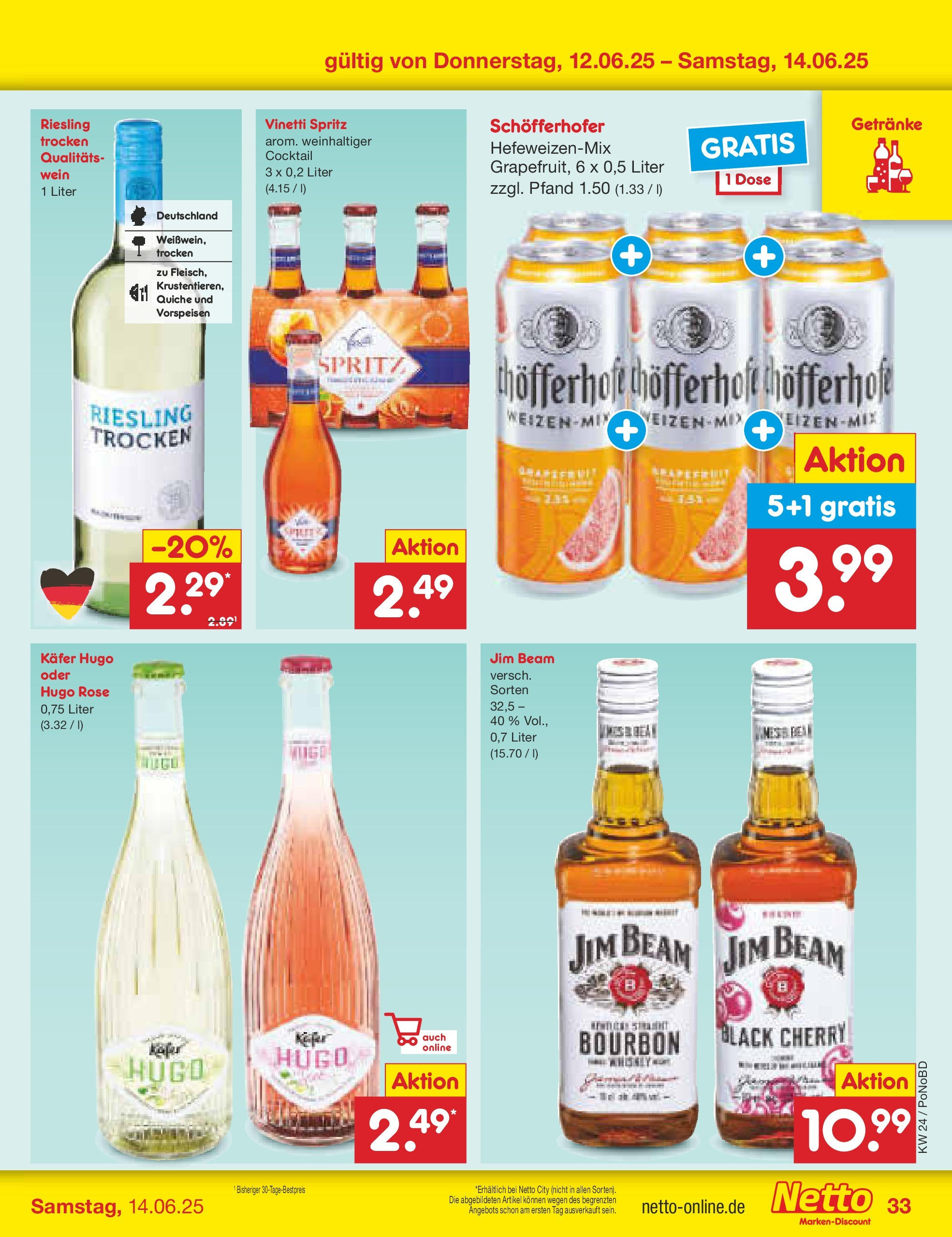 Netto Marken-Discount prospekt Selb (ab 10.06.2025) » Angebote | Seite: 51 | Produkte: Jim beam, Wein, Bourbon, Hugo Netto Marken-Discount prospekt Selb (ab 10.06.2025) » Angebote | Seite: 51 | Produkte: Jim beam, Wein, Bourbon, Hugo