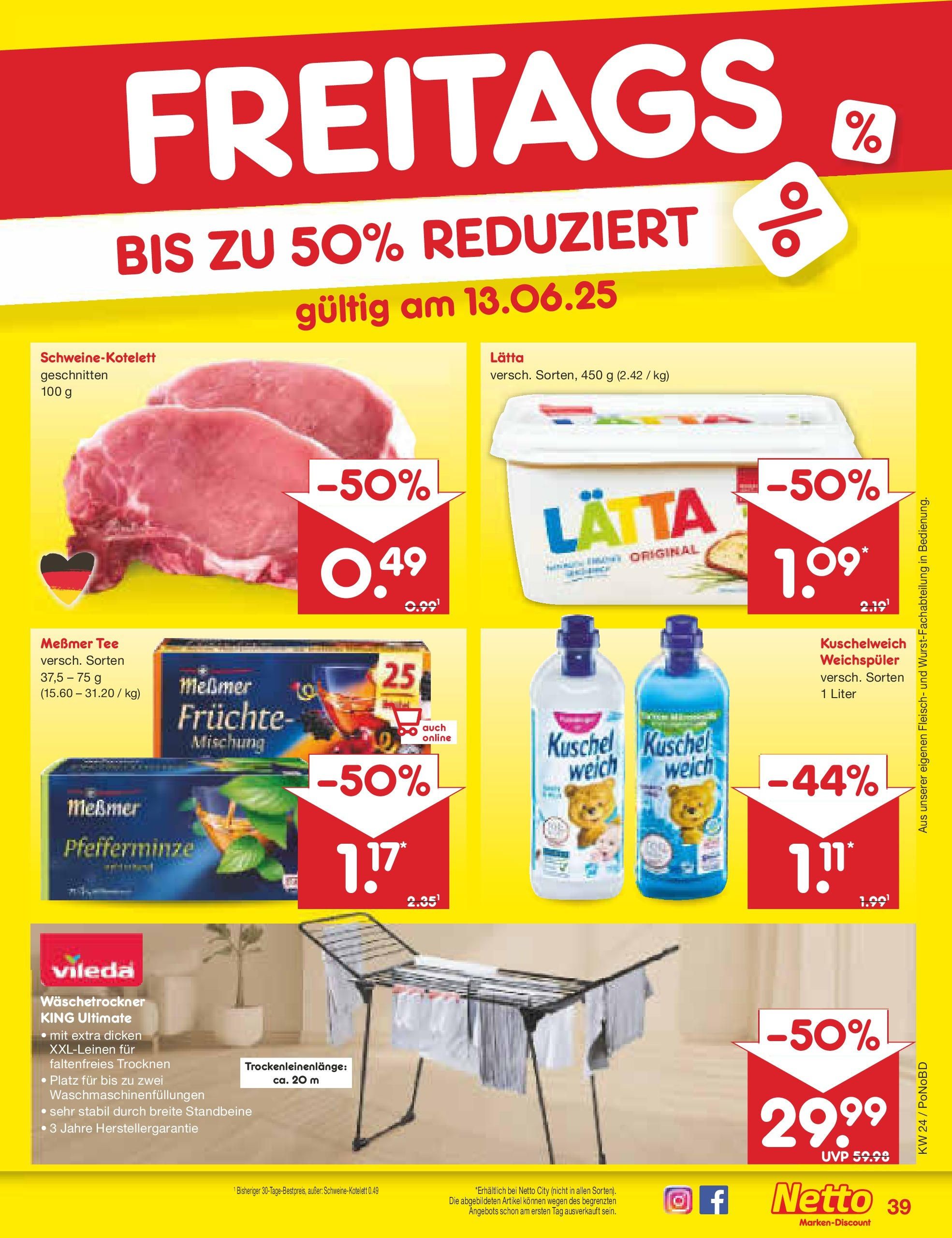 Netto Marken-Discount prospekt Selb (ab 10.06.2025) » Angebote | Seite: 61 | Produkte: Kuschelweich, Lätta, Tee, Fleisch Netto Marken-Discount prospekt Selb (ab 10.06.2025) » Angebote | Seite: 61 | Produkte: Kuschelweich, Lätta, Tee, Fleisch