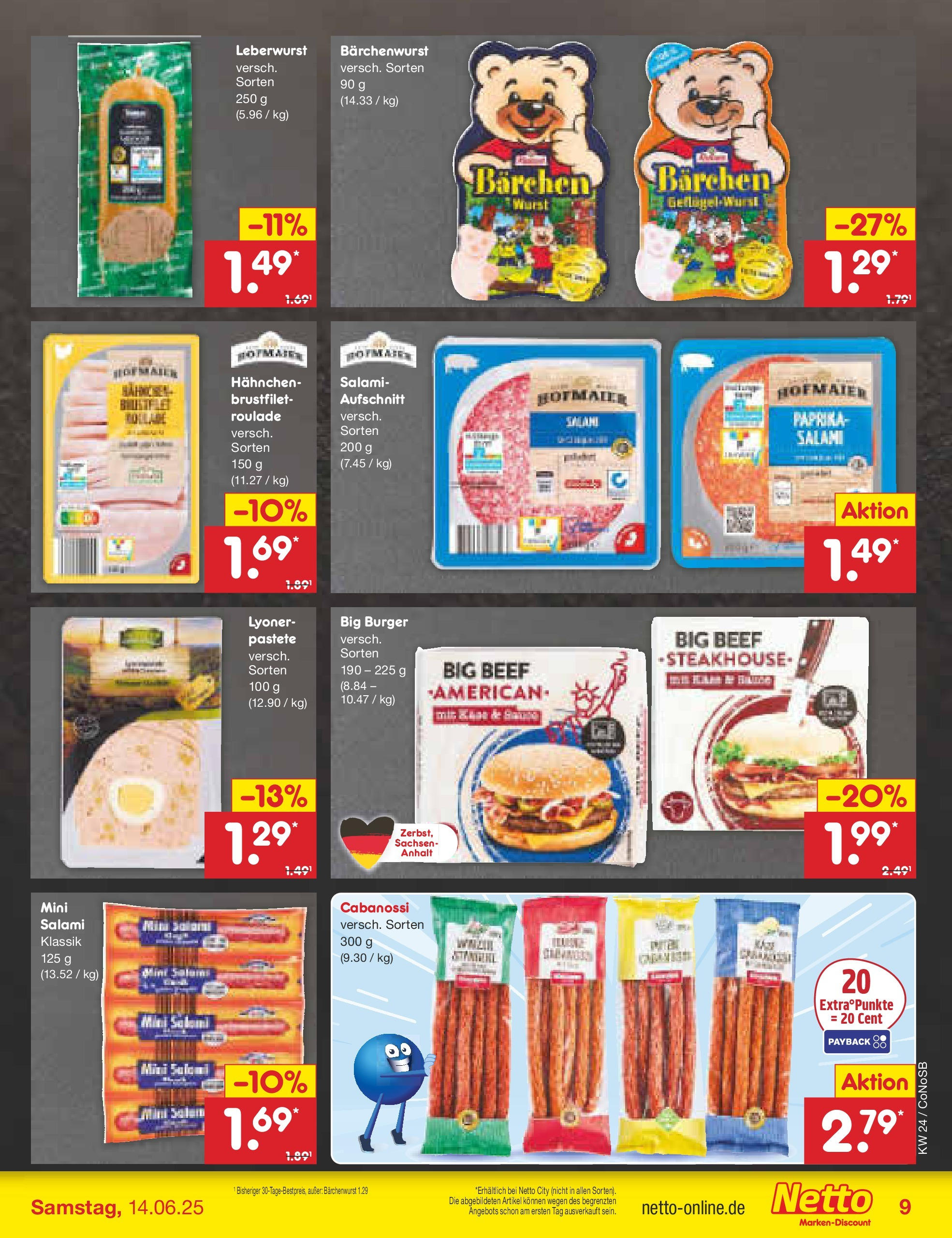Netto Marken-Discount prospekt Kloster Lehnin (ab 10.06.2025) » Angebote | Seite: 9 | Produkte: Hahnchen, Paprika, Wurst, Salami Netto Marken-Discount prospekt Kloster Lehnin (ab 10.06.2025) » Angebote | Seite: 9 | Produkte: Hahnchen, Paprika, Wurst, Salami