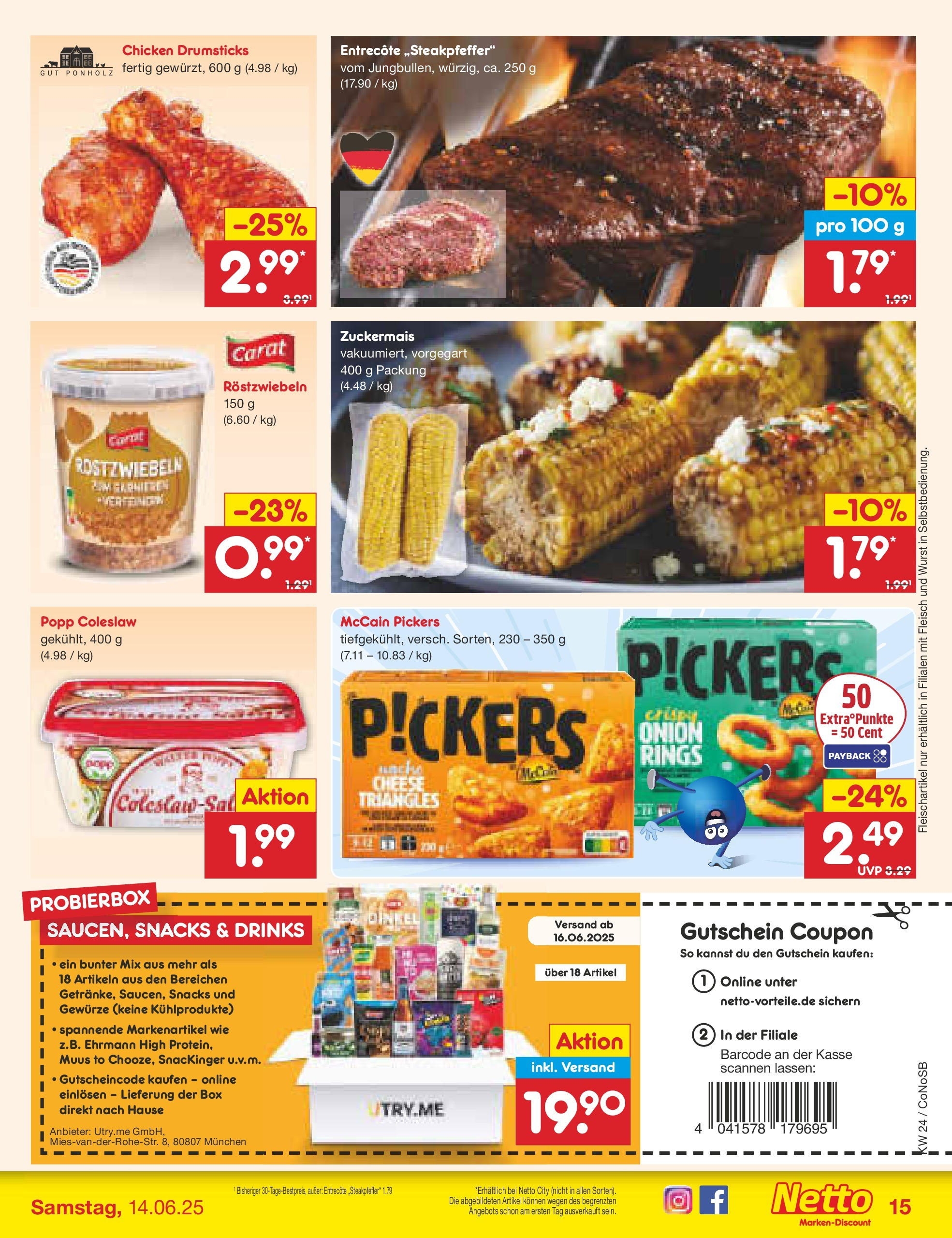 Netto Marken-Discount prospekt Kloster Lehnin (ab 10.06.2025) » Angebote | Seite: 19 | Produkte: Entrecote, McCain, Gewürze, Wurst Netto Marken-Discount prospekt Kloster Lehnin (ab 10.06.2025) » Angebote | Seite: 19 | Produkte: Entrecote, McCain, Gewürze, Wurst