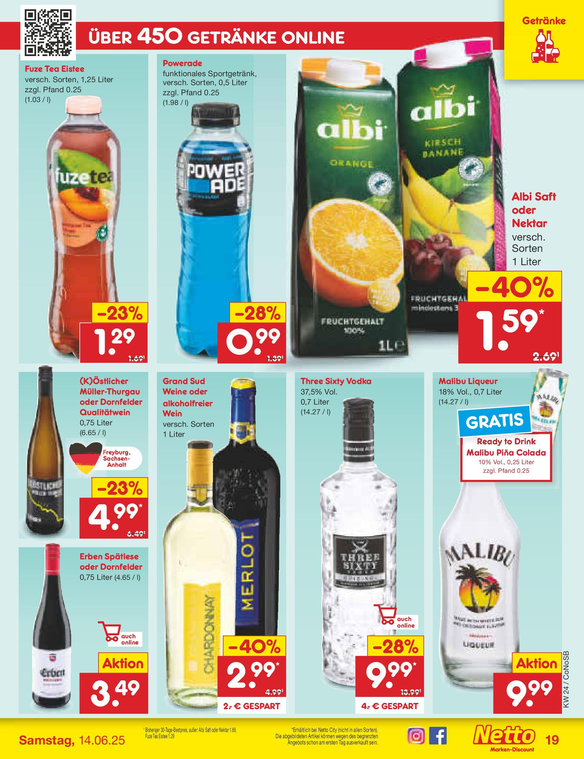 Netto Marken-Discount prospekt Kloster Lehnin (ab 10.06.2025) » Angebote | Seite: 27 | Produkte: Merlot, Powerade, Saft, Vodka Netto Marken-Discount prospekt Kloster Lehnin (ab 10.06.2025) » Angebote | Seite: 27 | Produkte: Merlot, Powerade, Saft, Vodka