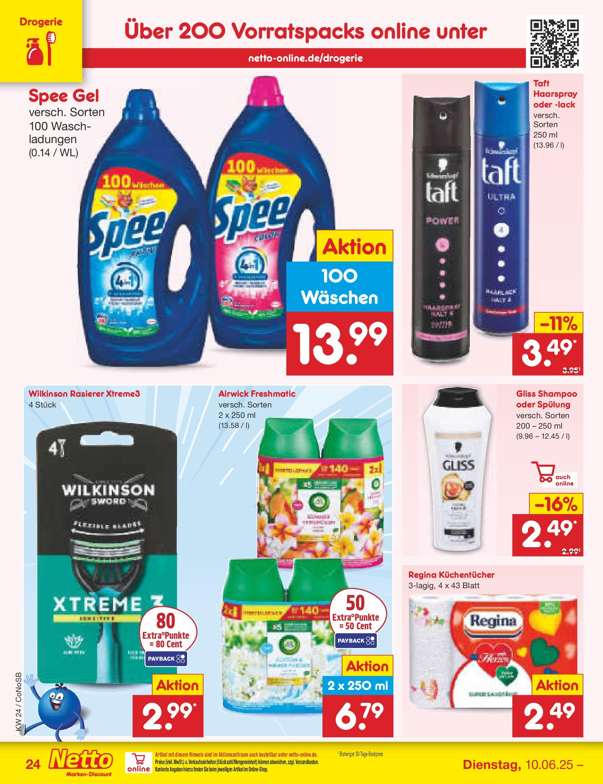 Netto Marken-Discount prospekt Kloster Lehnin (ab 10.06.2025) » Angebote | Seite: 40 | Produkte: Shampoo, Spülung, Haarspray, Spee Netto Marken-Discount prospekt Kloster Lehnin (ab 10.06.2025) » Angebote | Seite: 40 | Produkte: Shampoo, Spülung, Haarspray, Spee