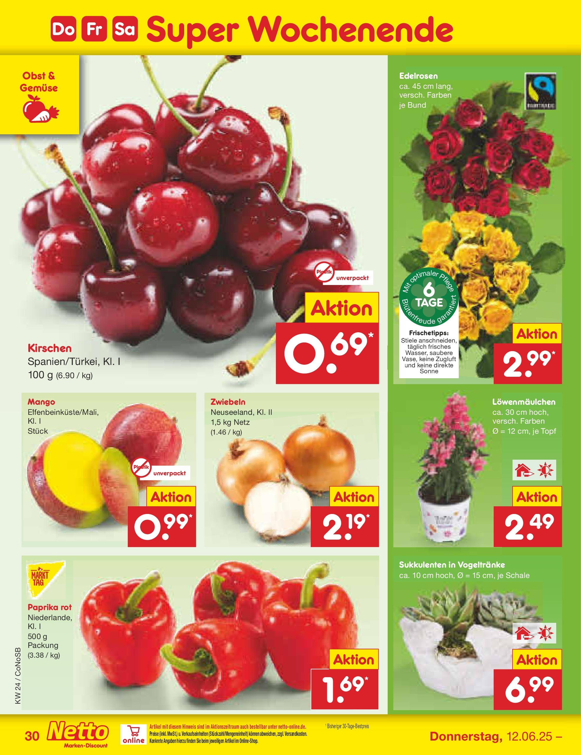 Netto Marken-Discount prospekt Kloster Lehnin (ab 10.06.2025) » Angebote | Seite: 48 | Produkte: Kirschen, Zwiebeln, Paprika, Mango Netto Marken-Discount prospekt Kloster Lehnin (ab 10.06.2025) » Angebote | Seite: 48 | Produkte: Kirschen, Zwiebeln, Paprika, Mango