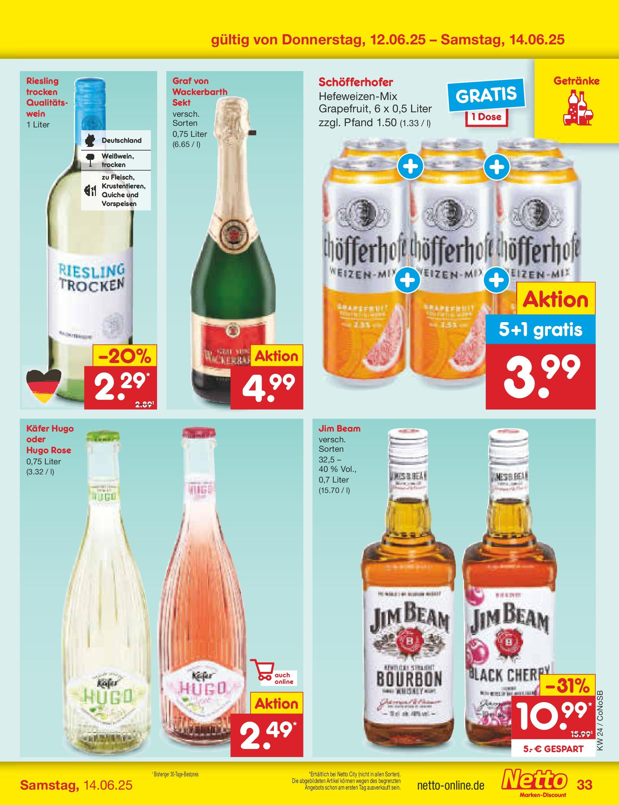 Netto Marken-Discount prospekt Kloster Lehnin (ab 10.06.2025) » Angebote | Seite: 51 | Produkte: Sekt, Wein, Bourbon, Hugo Netto Marken-Discount prospekt Kloster Lehnin (ab 10.06.2025) » Angebote | Seite: 51 | Produkte: Sekt, Wein, Bourbon, Hugo