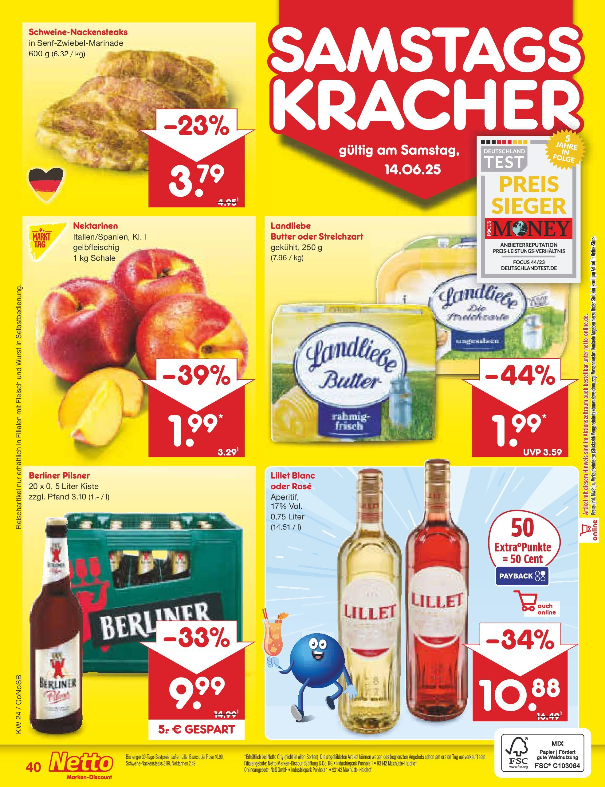 Netto Marken-Discount prospekt Kloster Lehnin (ab 10.06.2025) » Angebote | Seite: 62 | Produkte: Butter, Landliebe butter, Lillet, Wurst Netto Marken-Discount prospekt Kloster Lehnin (ab 10.06.2025) » Angebote | Seite: 62 | Produkte: Butter, Landliebe butter, Lillet, Wurst