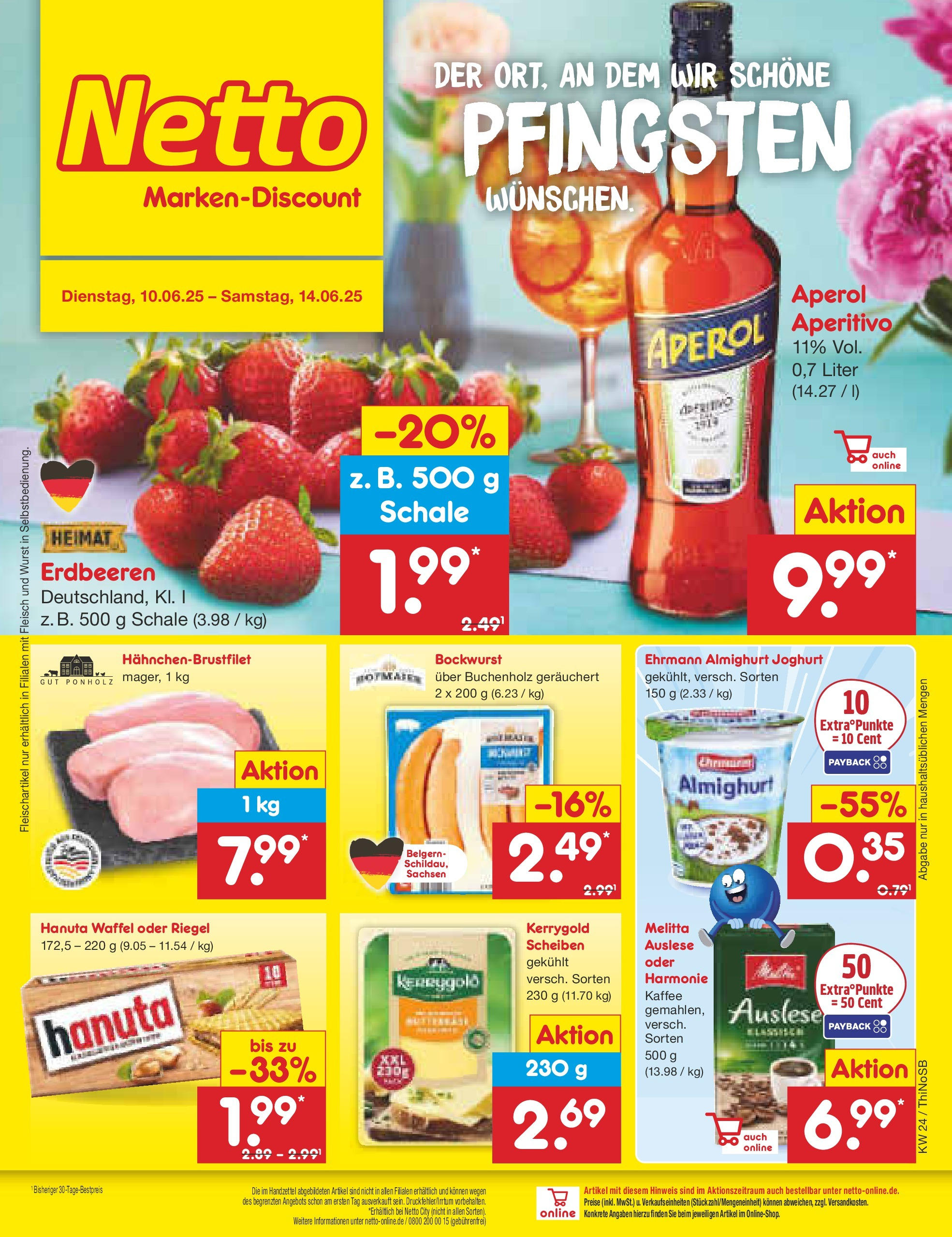 Netto Marken-Discount prospekt Spremberg (ab 10.06.2025) » Angebote | Seite: 1 | Produkte: Bockwurst, Melitta, Joghurt, Erdbeeren Netto Marken-Discount prospekt Spremberg (ab 10.06.2025) » Angebote | Seite: 1 | Produkte: Bockwurst, Melitta, Joghurt, Erdbeeren