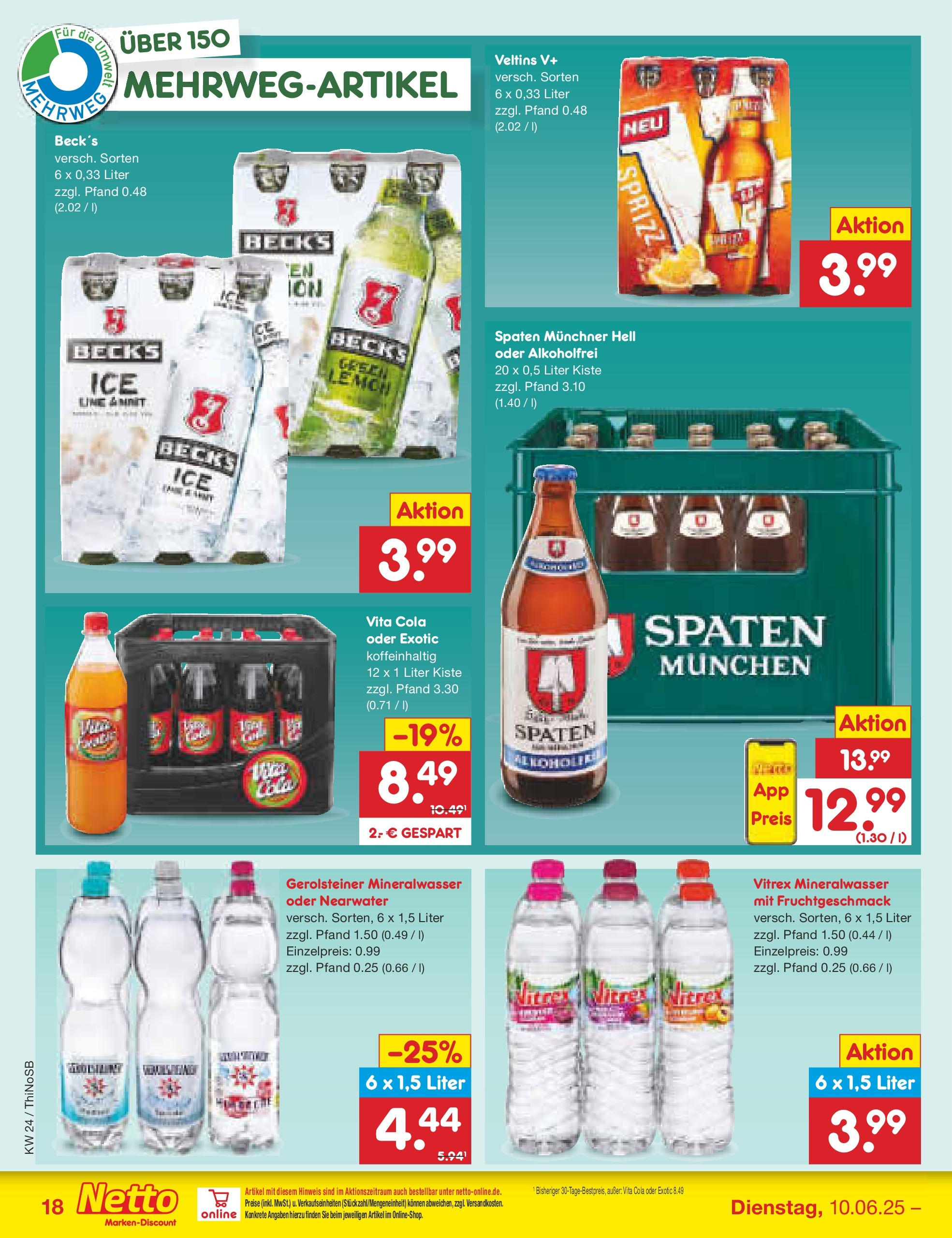 Netto Marken-Discount prospekt Spremberg (ab 10.06.2025) » Angebote | Seite: 26 | Produkte: Cola, Vita cola, Veltins, Gerolsteiner Netto Marken-Discount prospekt Spremberg (ab 10.06.2025) » Angebote | Seite: 26 | Produkte: Cola, Vita cola, Veltins, Gerolsteiner
