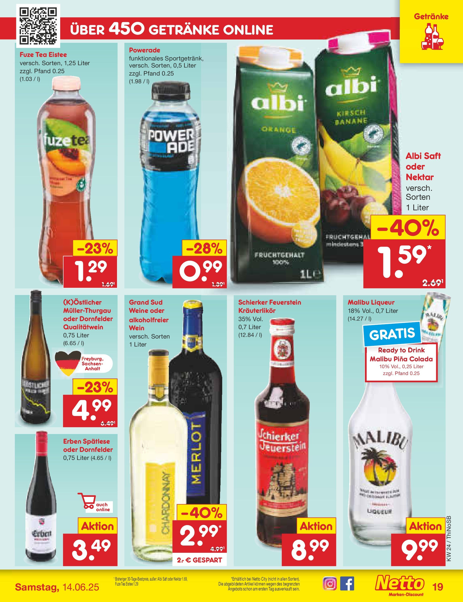 Netto Marken-Discount prospekt Spremberg (ab 10.06.2025) » Angebote | Seite: 27 | Produkte: Fuze tea, Grand sud, Saft, Wein Netto Marken-Discount prospekt Spremberg (ab 10.06.2025) » Angebote | Seite: 27 | Produkte: Fuze tea, Grand sud, Saft, Wein