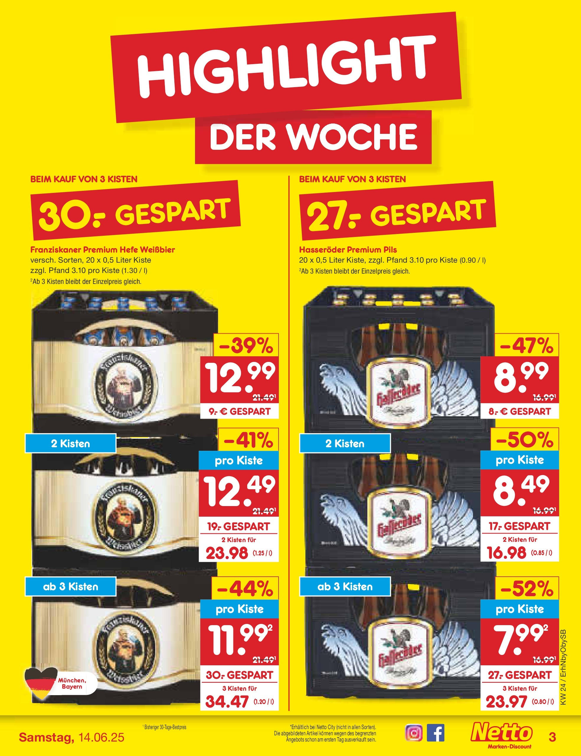 Netto Marken-Discount prospekt Mauern (ab 10.06.2025) » Angebote | Seite: 3 | Produkte: Franziskaner, Weißbier, Pils, Hefe weissbier Netto Marken-Discount prospekt Mauern (ab 10.06.2025) » Angebote | Seite: 3 | Produkte: Franziskaner, Weißbier, Pils, Hefe weissbier