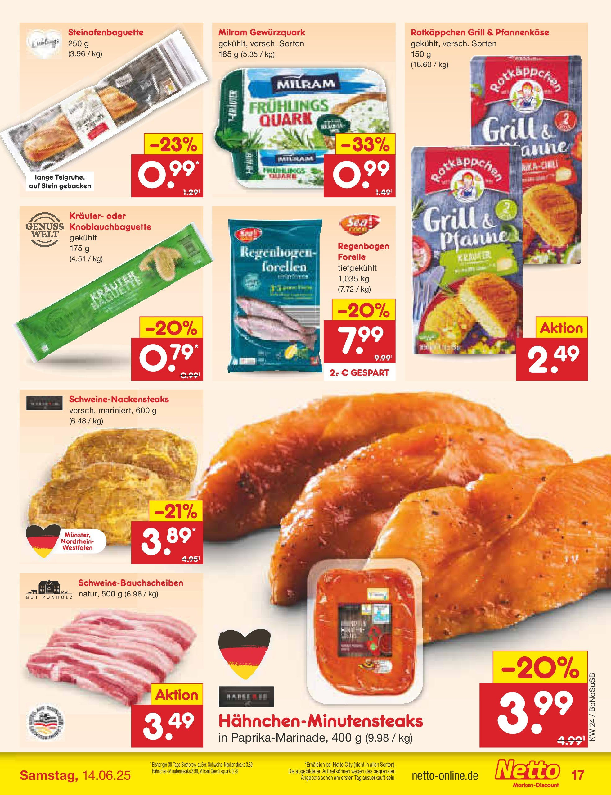 Netto Marken-Discount prospekt Stadtlohn (ab 10.06.2025) » Angebote | Seite: 21 | Produkte: Quark, Schweinenacken, Milram, Rotkäppchen Netto Marken-Discount prospekt Stadtlohn (ab 10.06.2025) » Angebote | Seite: 21 | Produkte: Quark, Schweinenacken, Milram, Rotkäppchen