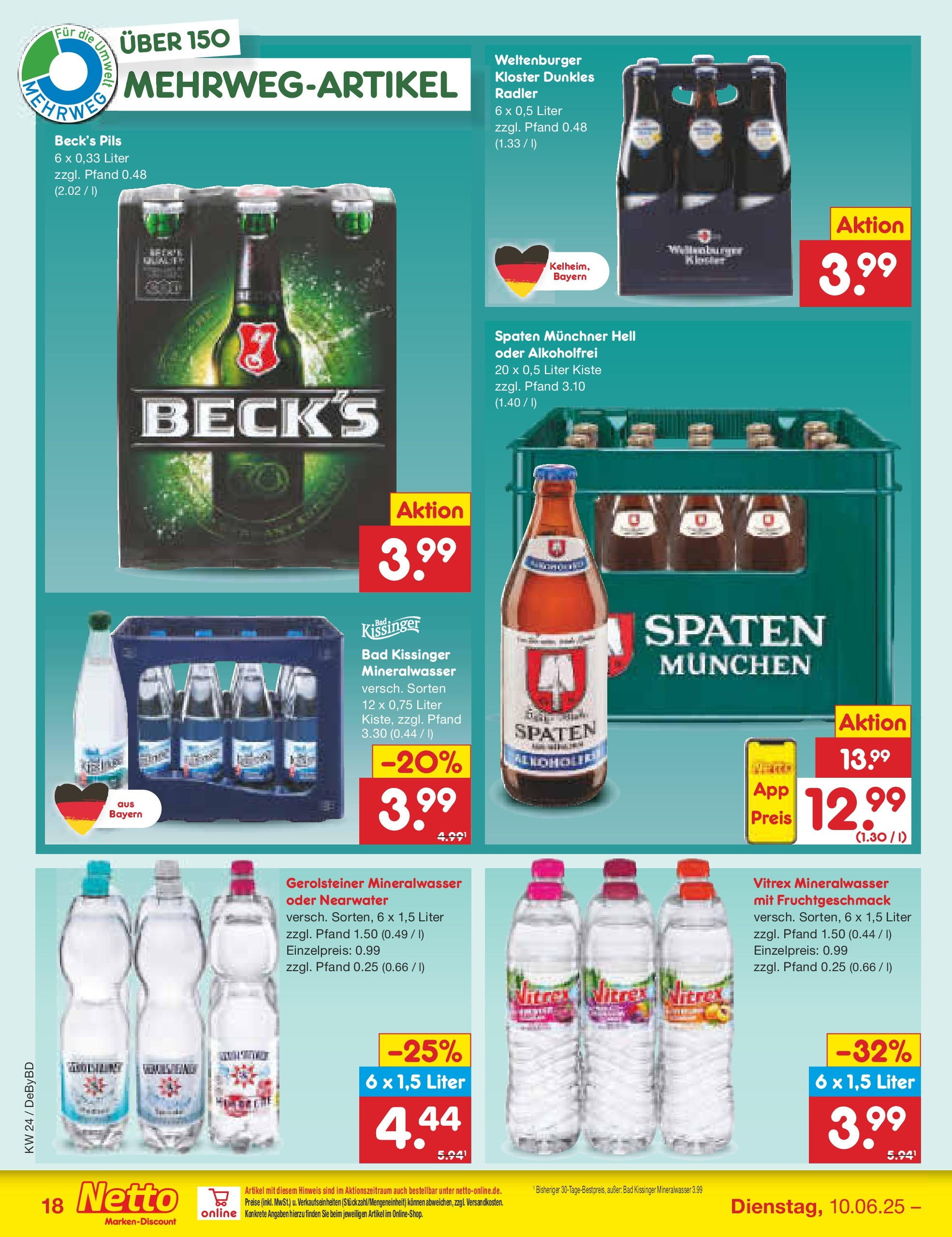 Netto Marken-Discount - Netto: Wochenangebote (ab 10.06.2025) » Angebote | Seite: 26 | Produkte: Bad, Pils, Mineralwasser, Gerolsteiner Netto Marken-Discount - Netto: Wochenangebote (ab 10.06.2025) » Angebote | Seite: 26 | Produkte: Bad, Pils, Mineralwasser, Gerolsteiner