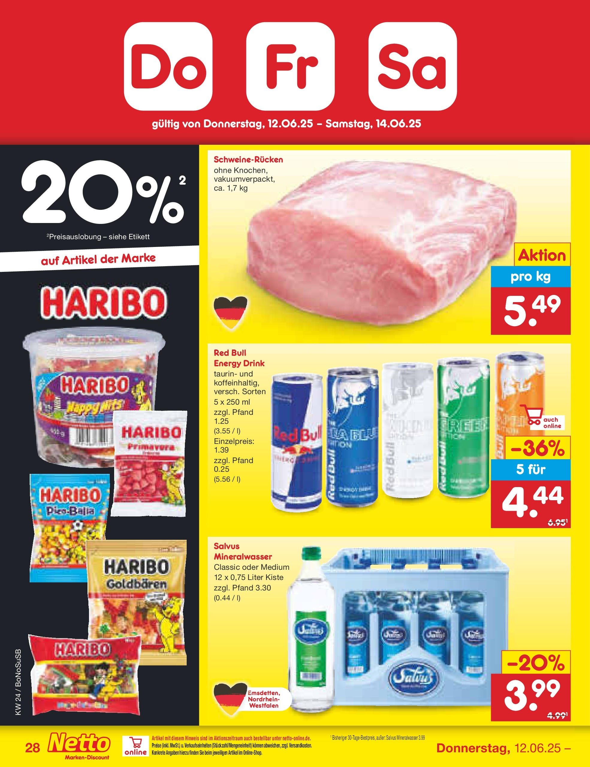 Netto Marken-Discount prospekt Stadtlohn (ab 10.06.2025) » Angebote | Seite: 46 | Produkte: Red bull, Haribo, Energy, Mineralwasser Netto Marken-Discount prospekt Stadtlohn (ab 10.06.2025) » Angebote | Seite: 46 | Produkte: Red bull, Haribo, Energy, Mineralwasser