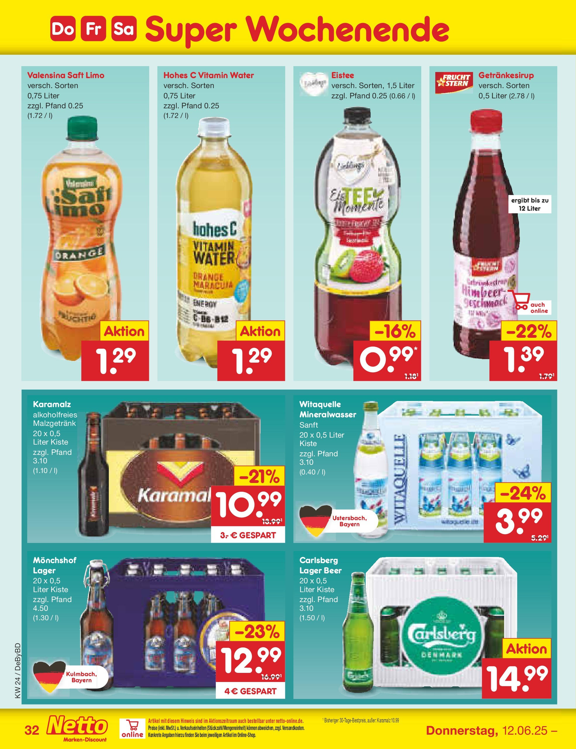 Netto Marken-Discount - Netto: Wochenangebote (ab 10.06.2025) » Angebote | Seite: 50 | Produkte: Monchshof, Carlsberg, Valensina, Hohes c Netto Marken-Discount - Netto: Wochenangebote (ab 10.06.2025) » Angebote | Seite: 50 | Produkte: Monchshof, Carlsberg, Valensina, Hohes c