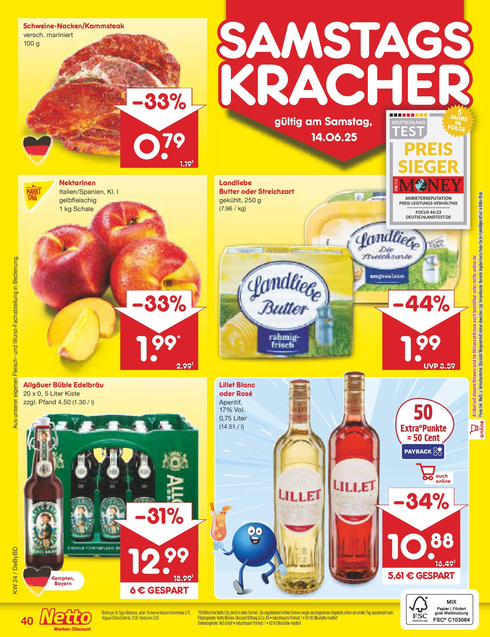 Netto Marken-Discount - Netto: Wochenangebote (ab 10.06.2025) » Angebote | Seite: 62 | Produkte: Butter, Nektarinen, Landliebe butter, Fleisch Netto Marken-Discount - Netto: Wochenangebote (ab 10.06.2025) » Angebote | Seite: 62 | Produkte: Butter, Nektarinen, Landliebe butter, Fleisch