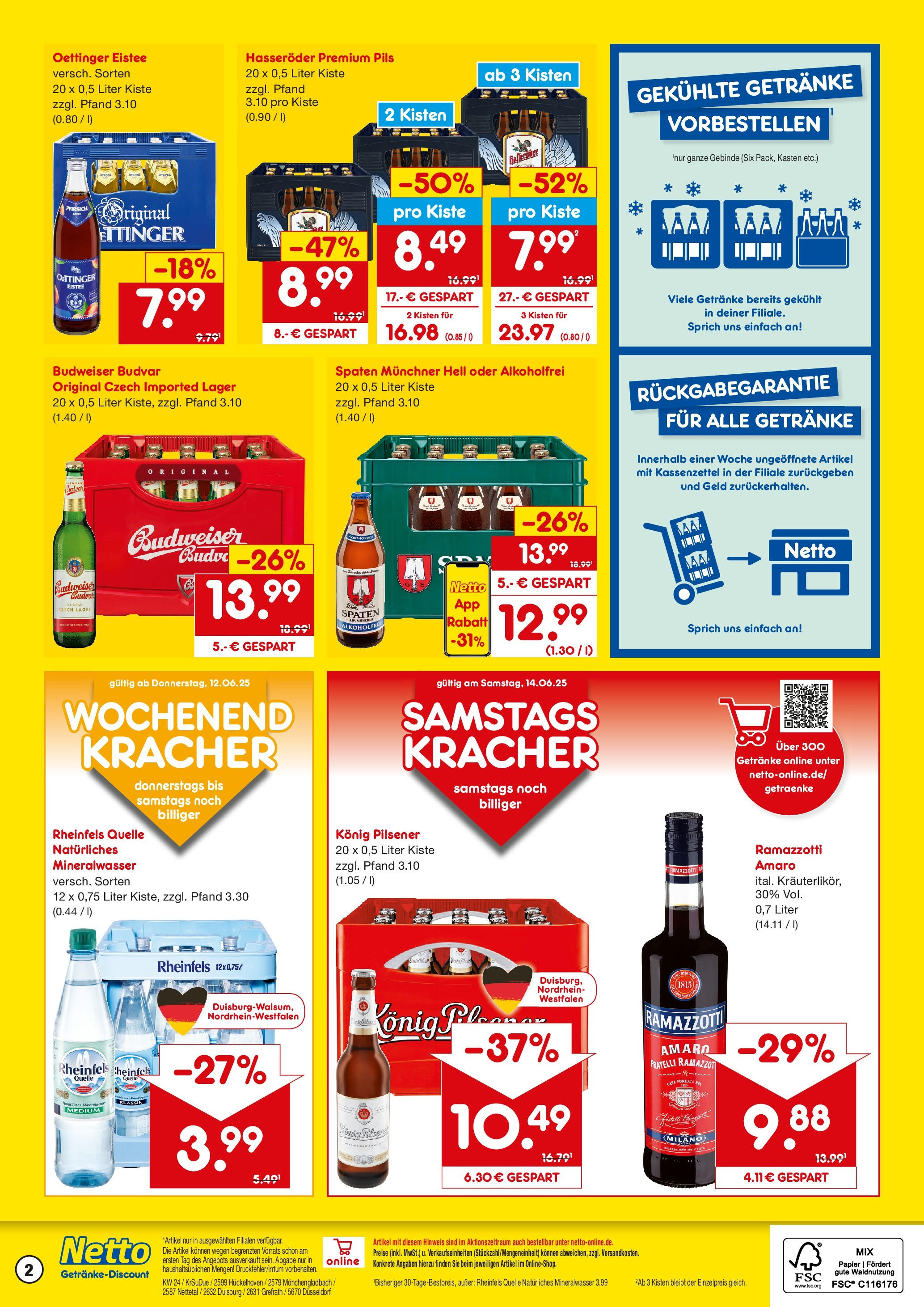Netto Marken-Discount prospekt Nettetal	 (ab 10.06.2025) » Angebote | Seite: 2 | Produkte: Konig pilsener, Pils, Mineralwasser, Ramazzotti