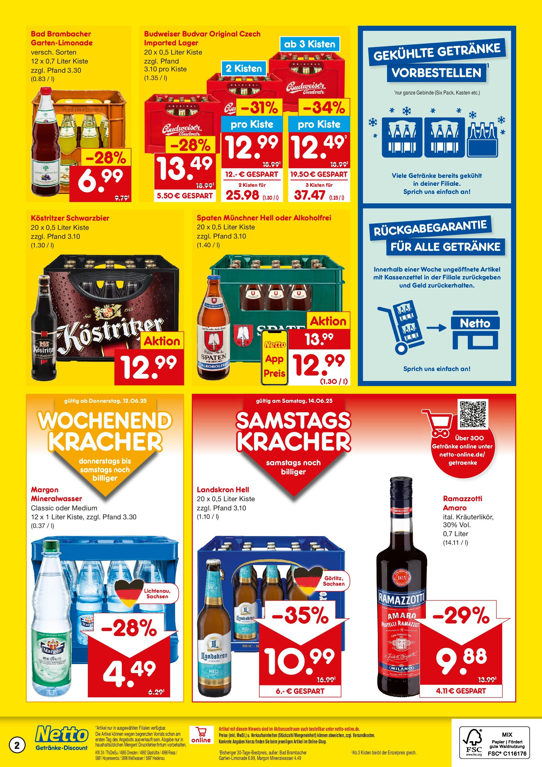 Netto Marken-Discount prospekt Glashütte-Schlottwitz	 (ab 10.06.2025) » Angebote | Seite: 2 | Produkte: Kostritzer, Bad, Budweiser, Ramazzotti