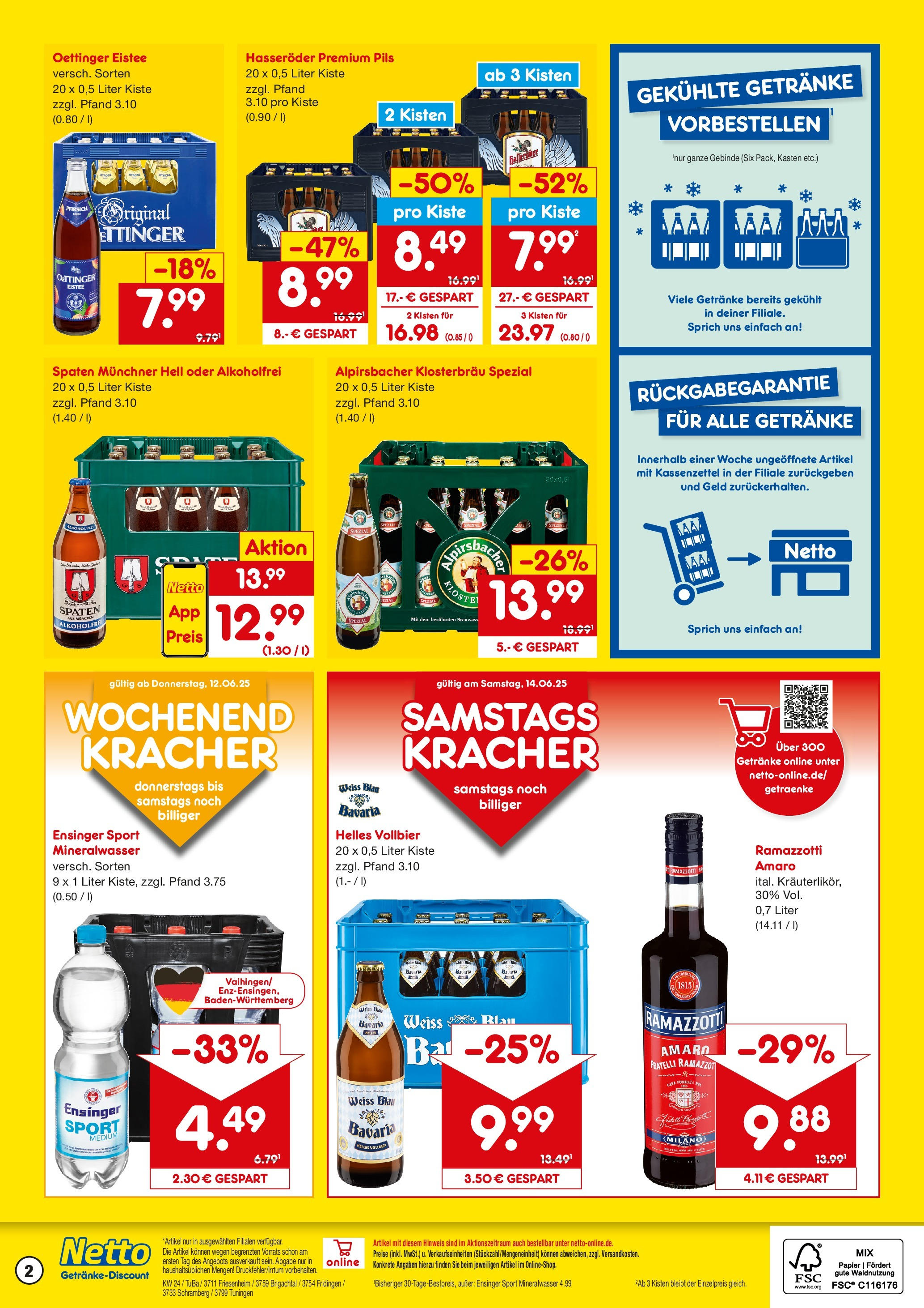 Netto Marken-Discount prospekt Tuningen	 (ab 10.06.2025) » Angebote | Seite: 2 | Produkte: Pils, Mineralwasser, Hasseröder, Ramazzotti