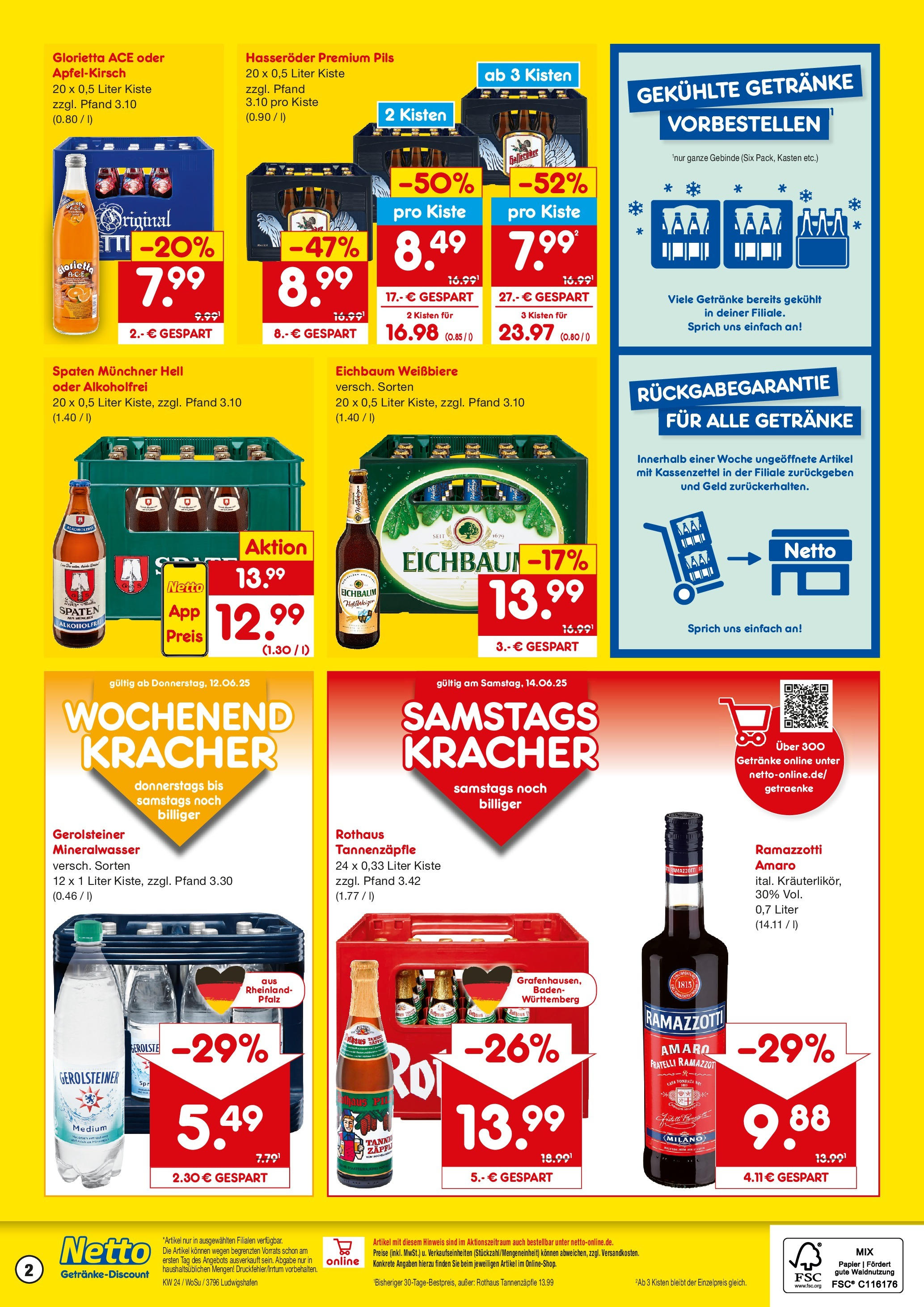 Netto Marken-Discount prospekt Ludwigshafen	 (ab 10.06.2025) » Angebote | Seite: 2 | Produkte: Mineralwasser, Hasseröder, Ramazzotti, Gerolsteiner